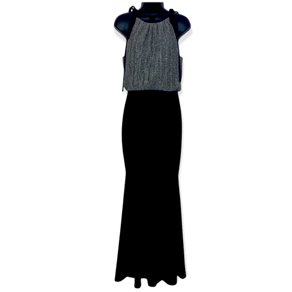 Metallic silver and gold gown two toned gown size 16 with tie shoulders